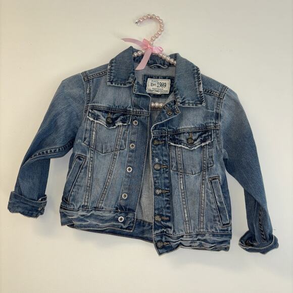 The Place Est 1989 Kids Denim Jacket Blue Button Front Size 4 - Picture 1 of 5